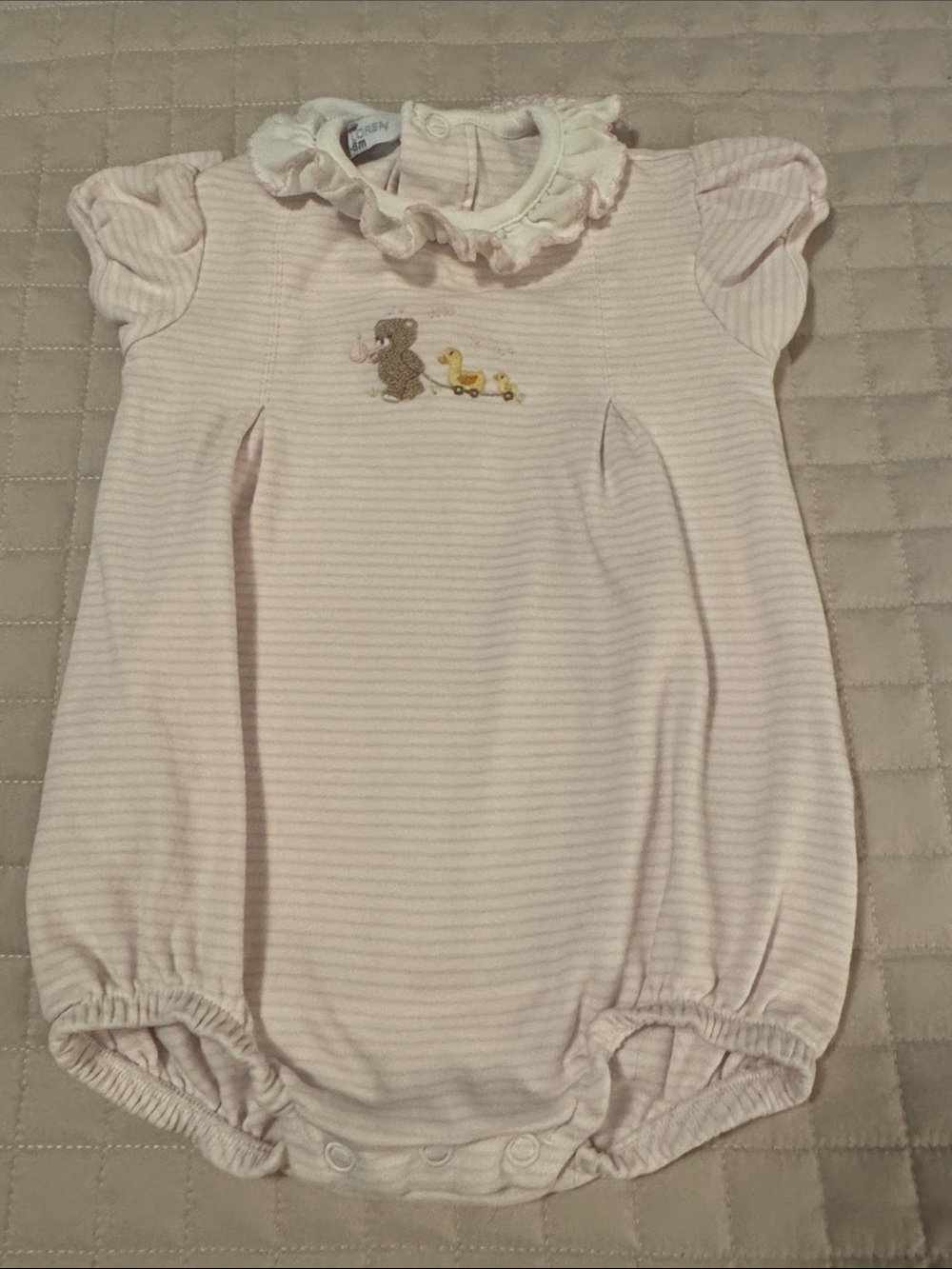 Baby Loren pink striped knit bubble 3-6 months